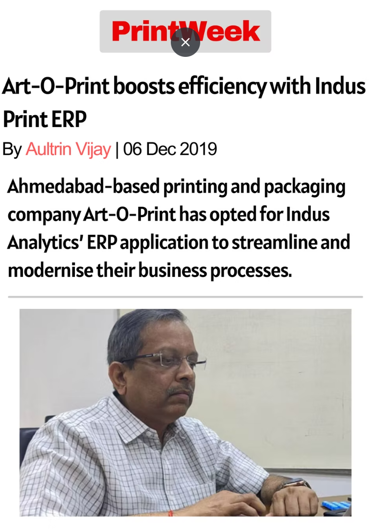 Art-O-Print boosts efficiency with Indus Print ERP